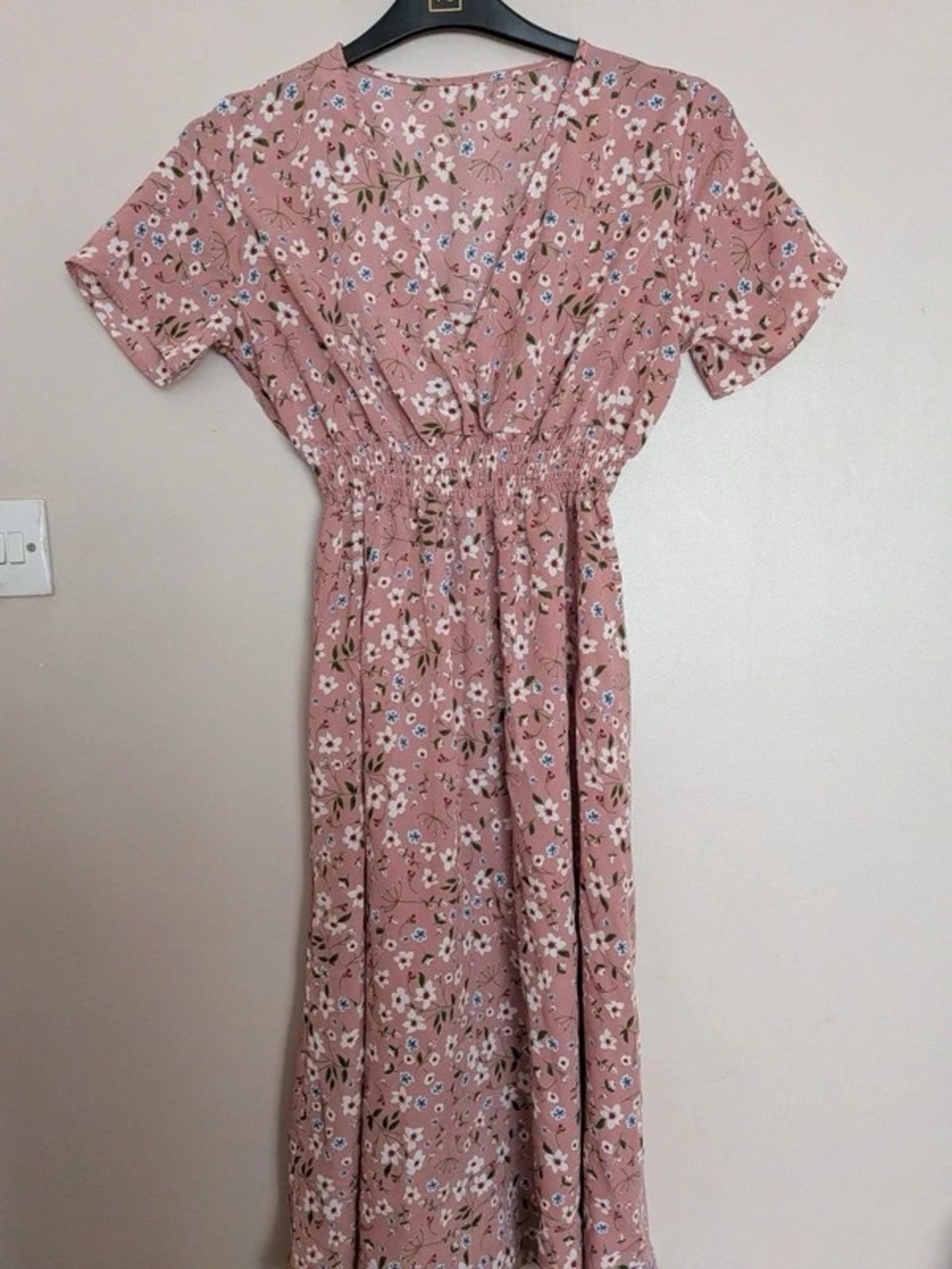 Blush Floral Smocked Waist Maxi Dress